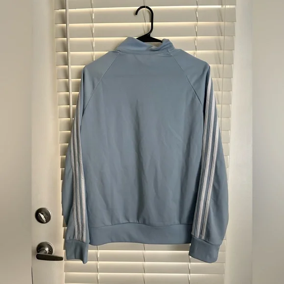Adidas Athletic Track Jacket Classic Full Zip Wonder Blue Lightweight Large - Picture 5 of 6